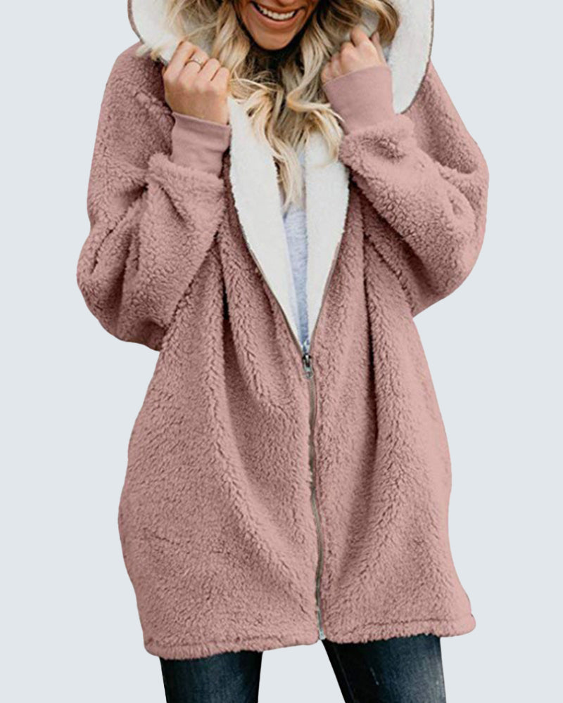 Plus Size Hoodies Zipper Sweatshirt Long Sleeve Winter Coat