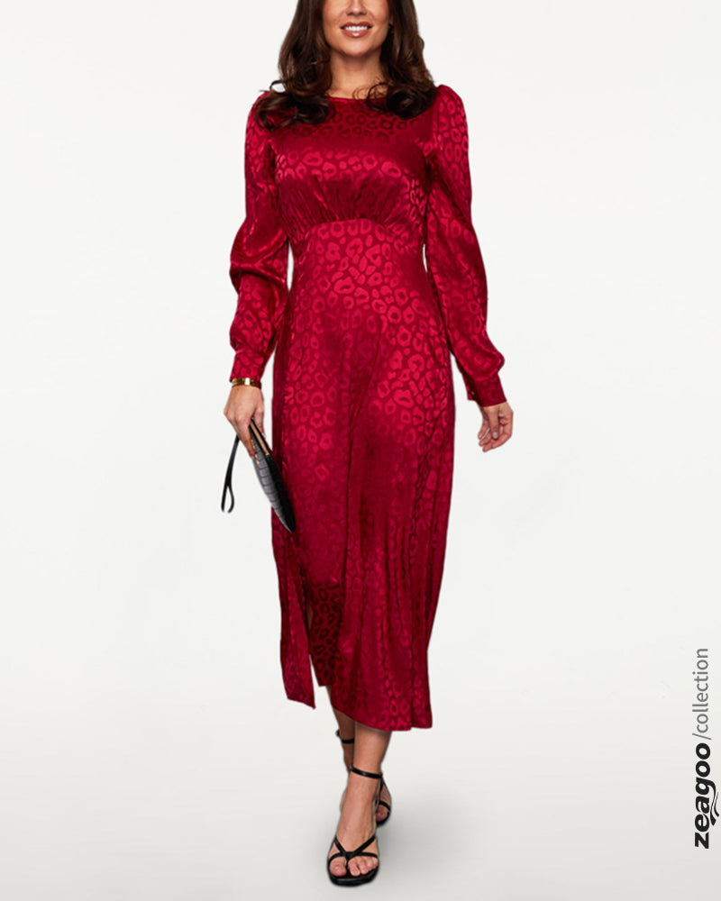 Long Sleeve Split Midi Dress