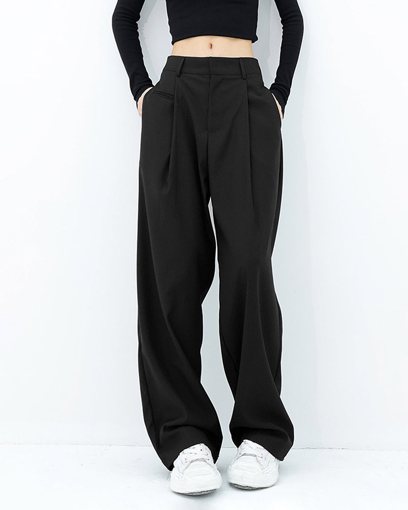 High Waisted Straight Wide Leg Pants