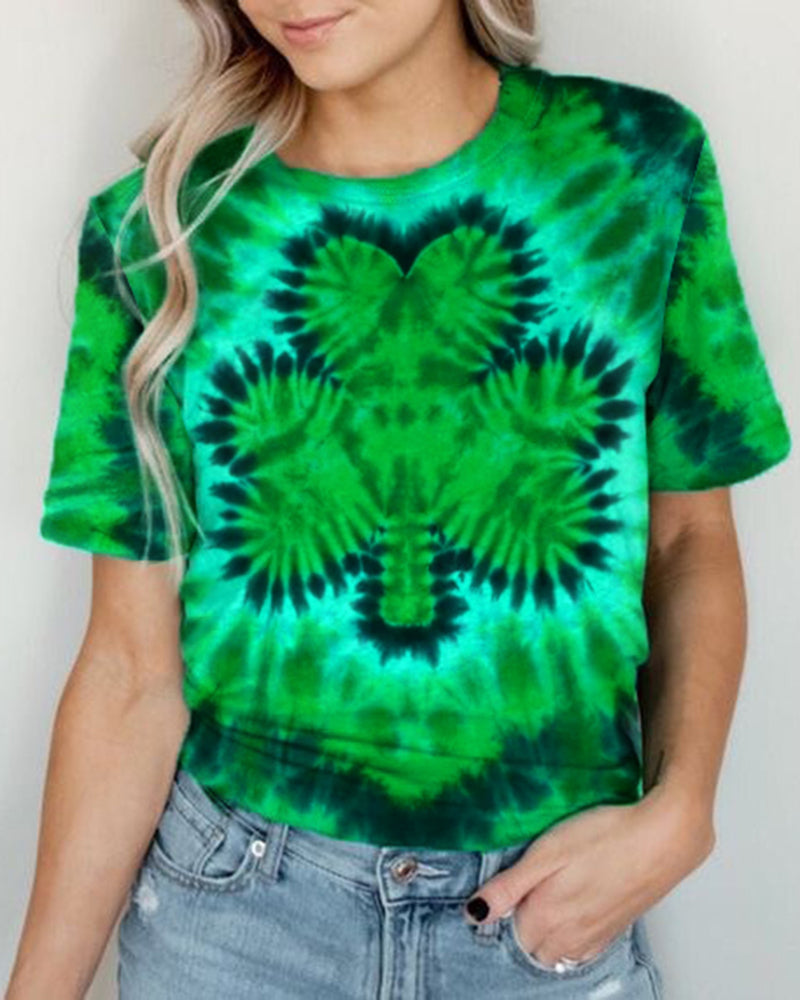 Crewneck Short Sleeve Tees St Patricks Day Shamrock Print T Shirts