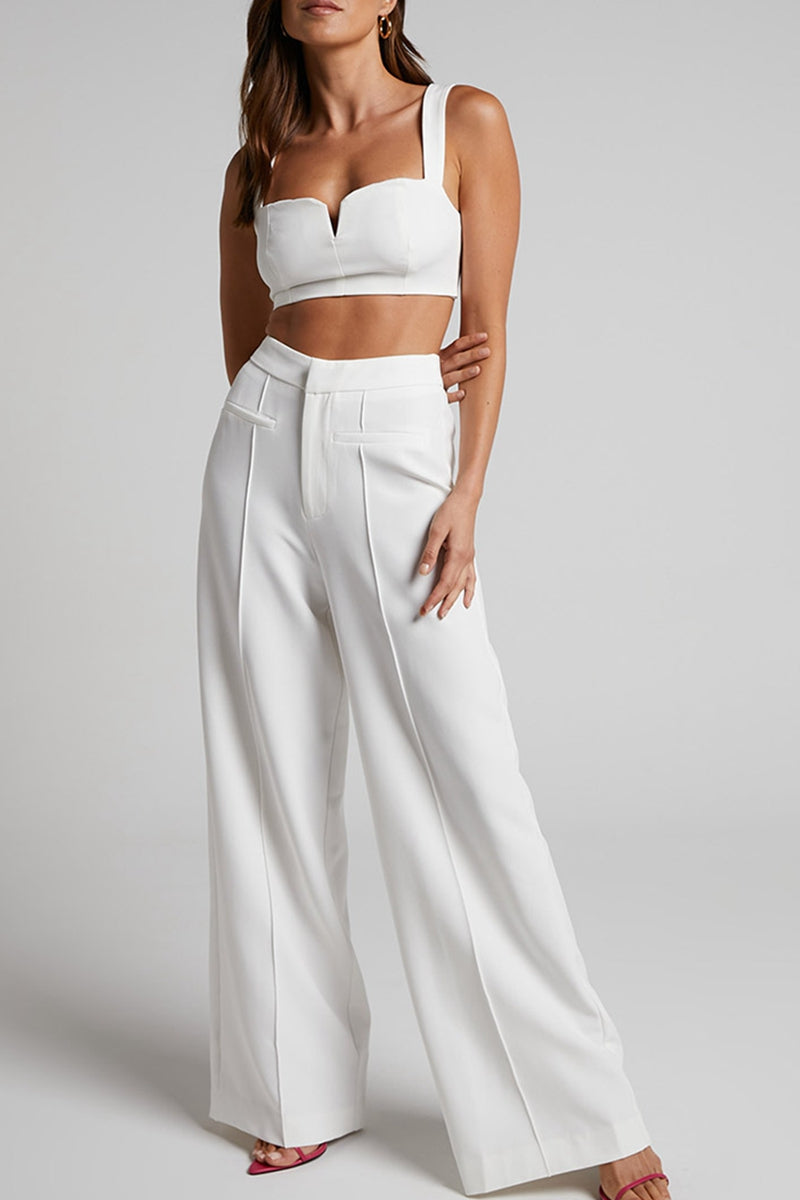 Solid Stitch Straight Leg Trousers
