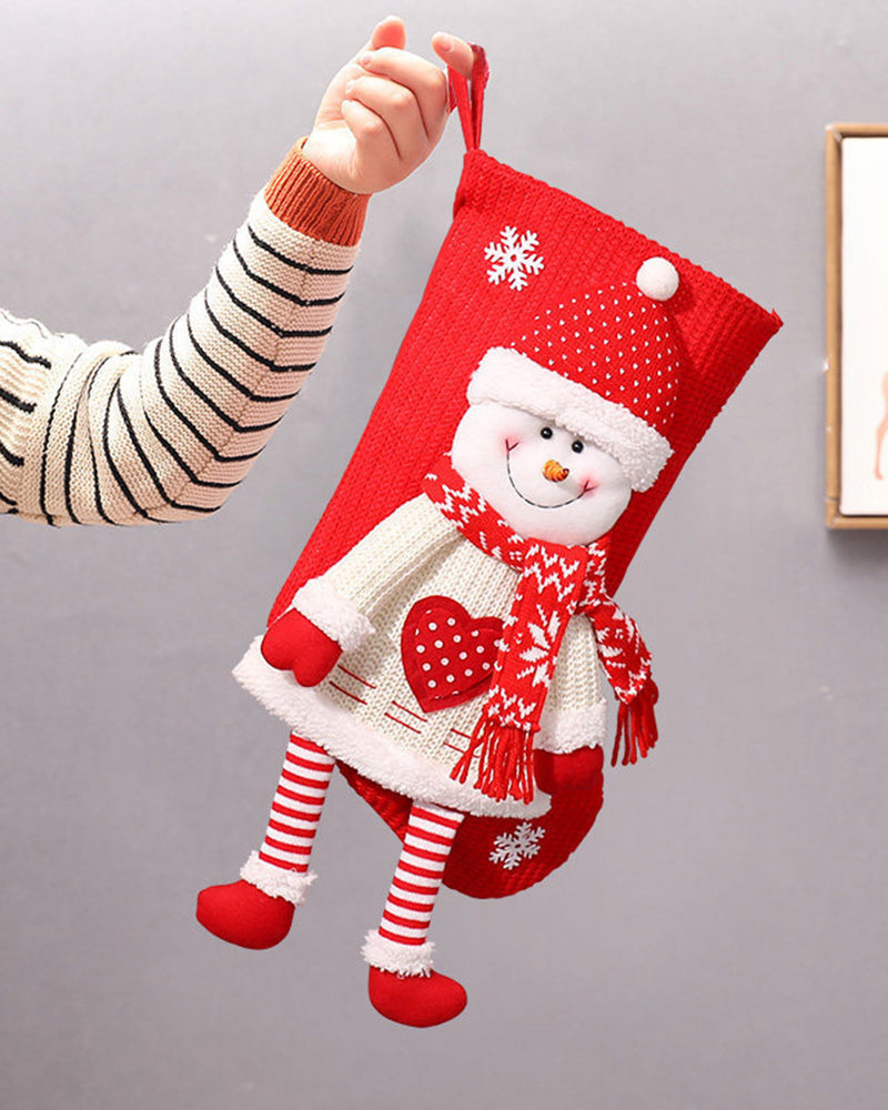 Christmas Santa Claus Snowman Knitted Socks