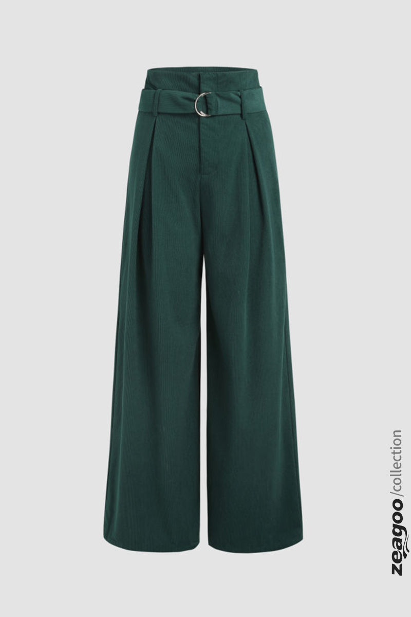 Wide Leg Trousers With Belt