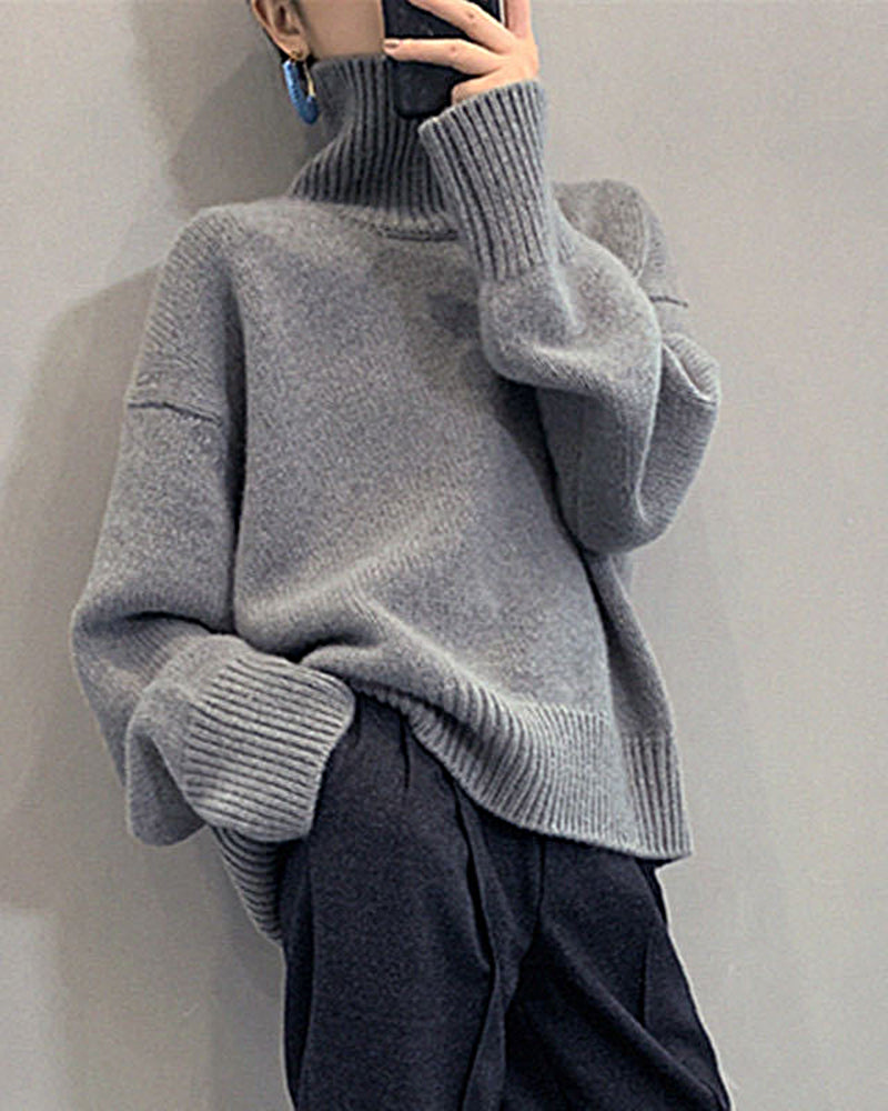 Turtleneck Soft Waxy Sweater Knitted Shirt