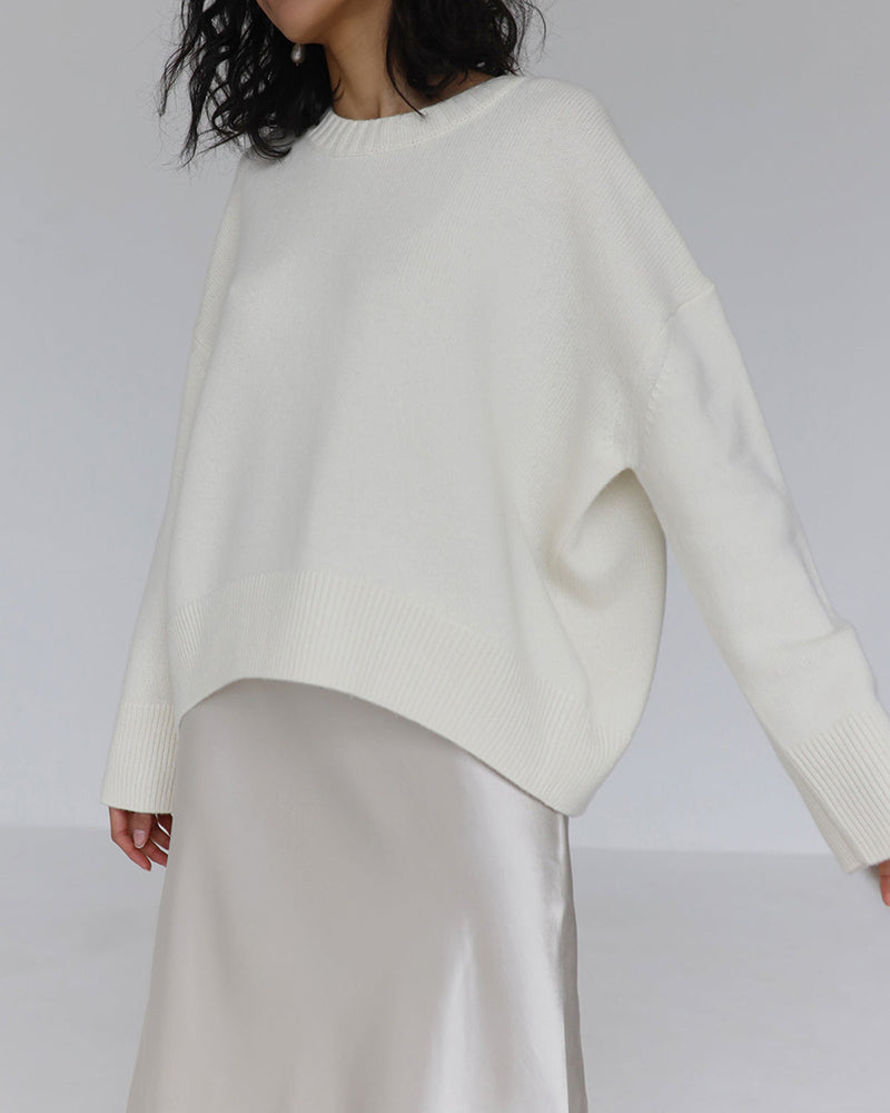 Round Neck Loose Solid Color Sweater