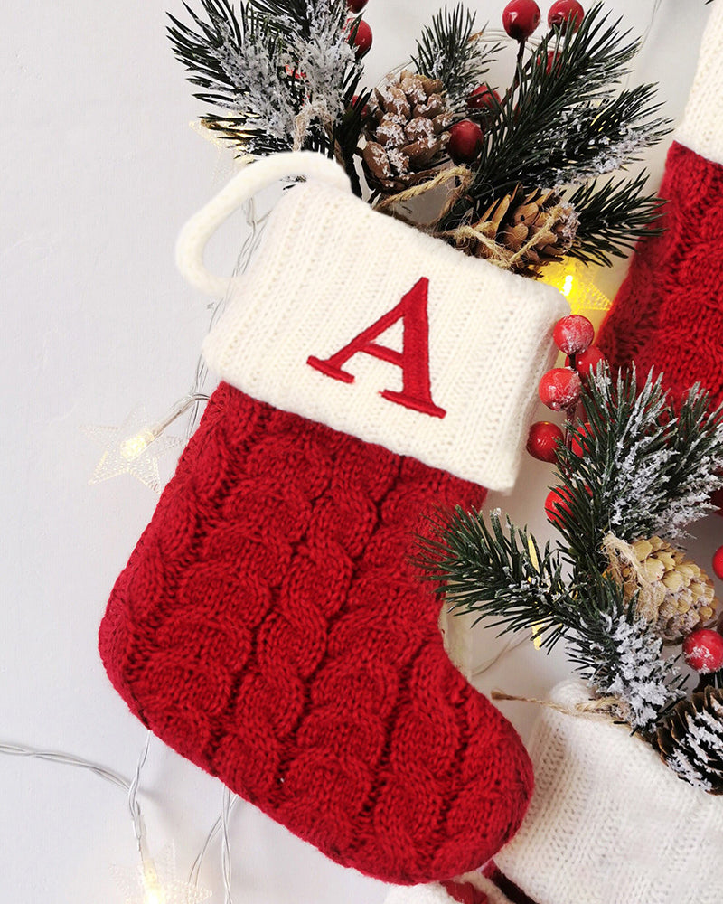 Christmas Wool Knitted Letters Socks Christmas Decoration