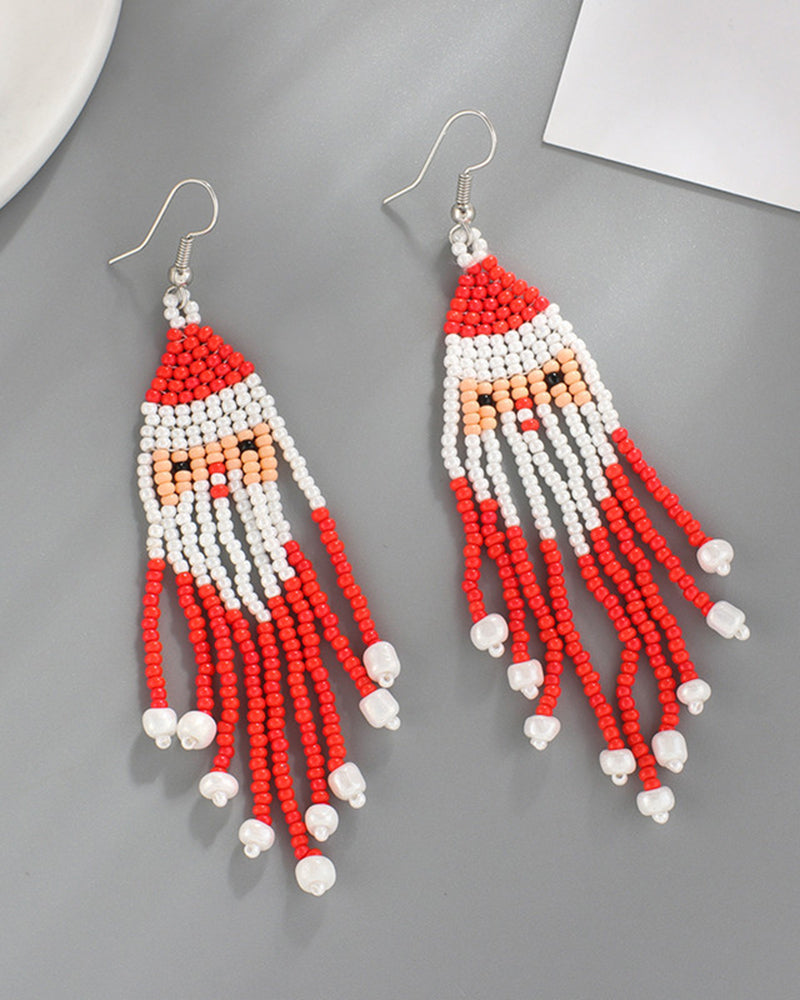 Christmas Tree Santa Santa Tassel Earrings