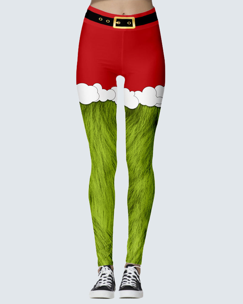Christmas Santa Snowman Pants Funny Print Stretchy Leggings