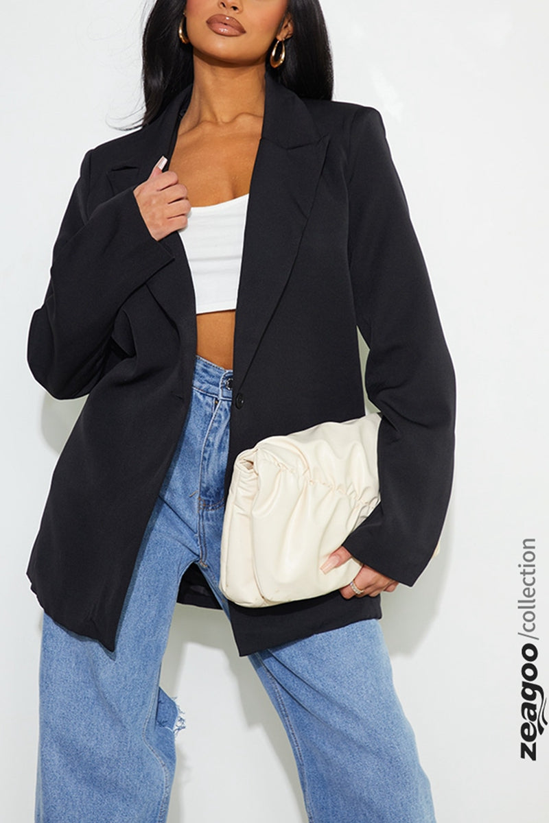 Oversized Drapey Button Detail Blazer
