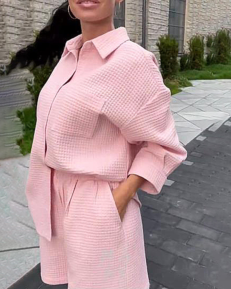 Casual Print Shirt & Shorts Two-Piece Set