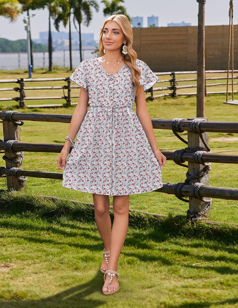 Zeagoo Womens Summer Shift Dress Long Cotton Dresses Button Down Casual Midi Dress With Pockets Beige XL : Buy Online At Best Price In KSA - Souq Is Now