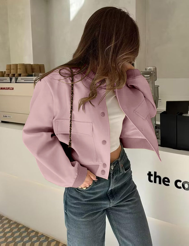 Zeagoo Women Bomber Jacket Casual Button Down Shackets – ZEAGOO