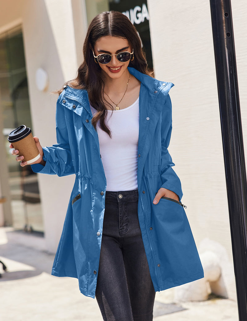Rain Coat Women Ubon Women's Rain Coat Waterproof With Hood Long