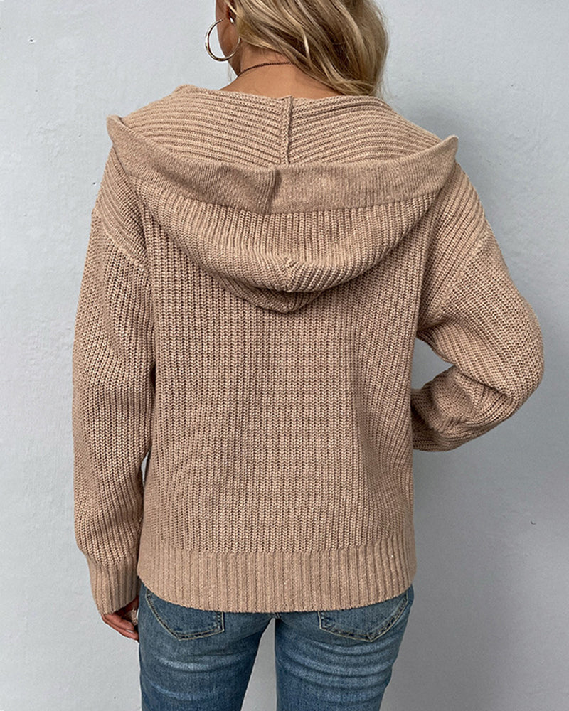 Long Sleeve Zipper Knitted Cardigan Hoodie Casual Short Sweater Outerw long-sleeve-zipper-knitted-cardigan-hoodie-casual-short-sweater-outerw