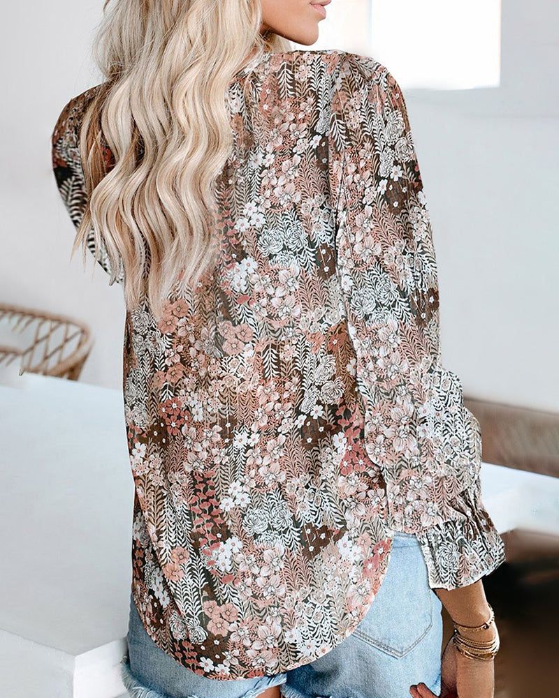 Zeagoo Women's Boho Tops Floral Print V Neck Short Sleeve Casual Loose ...