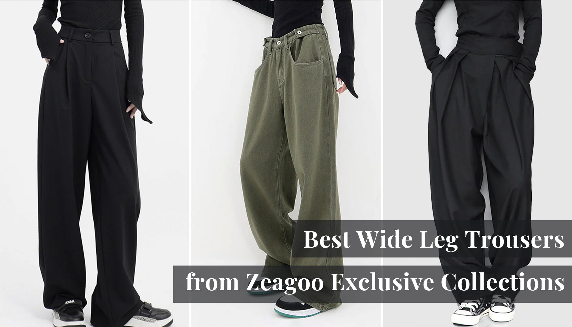 Black High Waist Wide Leg Pants from Zeagoo Exclusive Collections