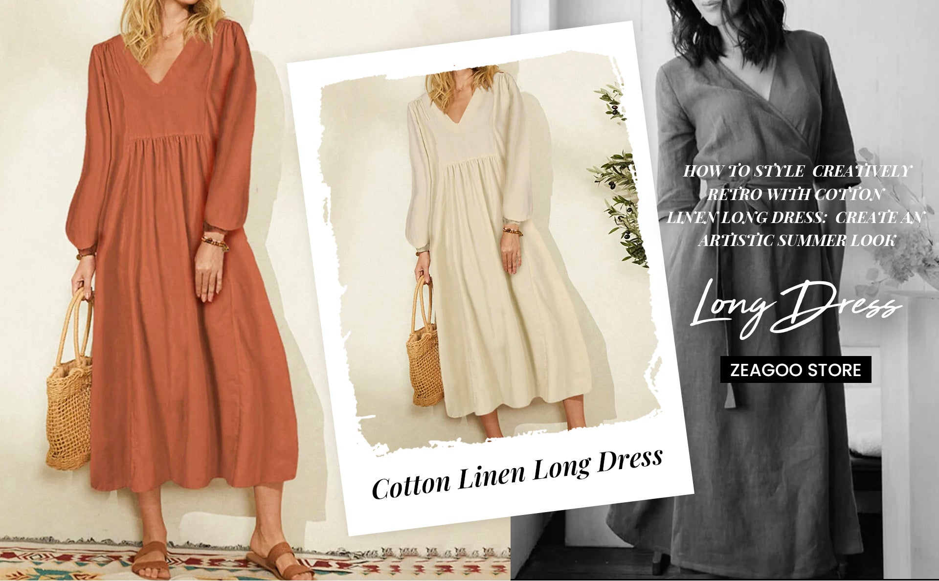 How to Style Creatively Retro with Cotton Linen Long Dress: Create an Artistic Summer Look