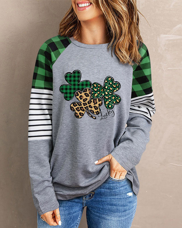 St Patrick's Day Sweatshirt Shirt Crewneck Varsity Sweatshirt Shamrock Irish Gift
