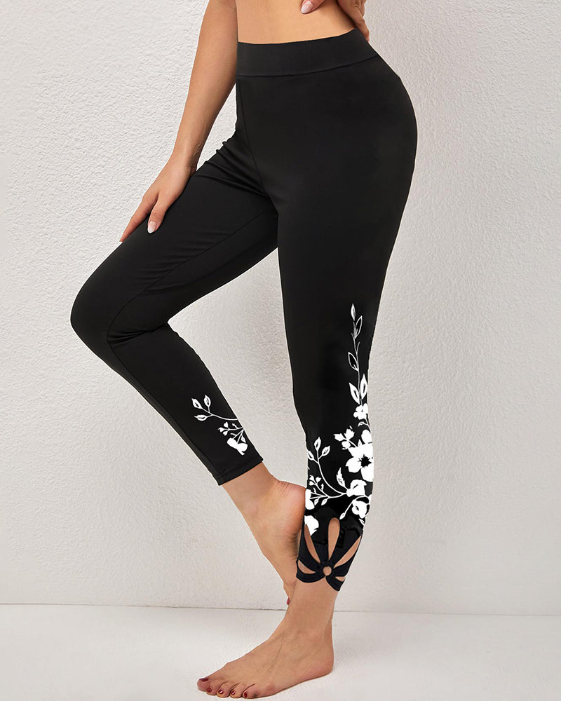 High Waist Sports Leggings Long Print Trousers Tights Yoga Pants Training Trousers