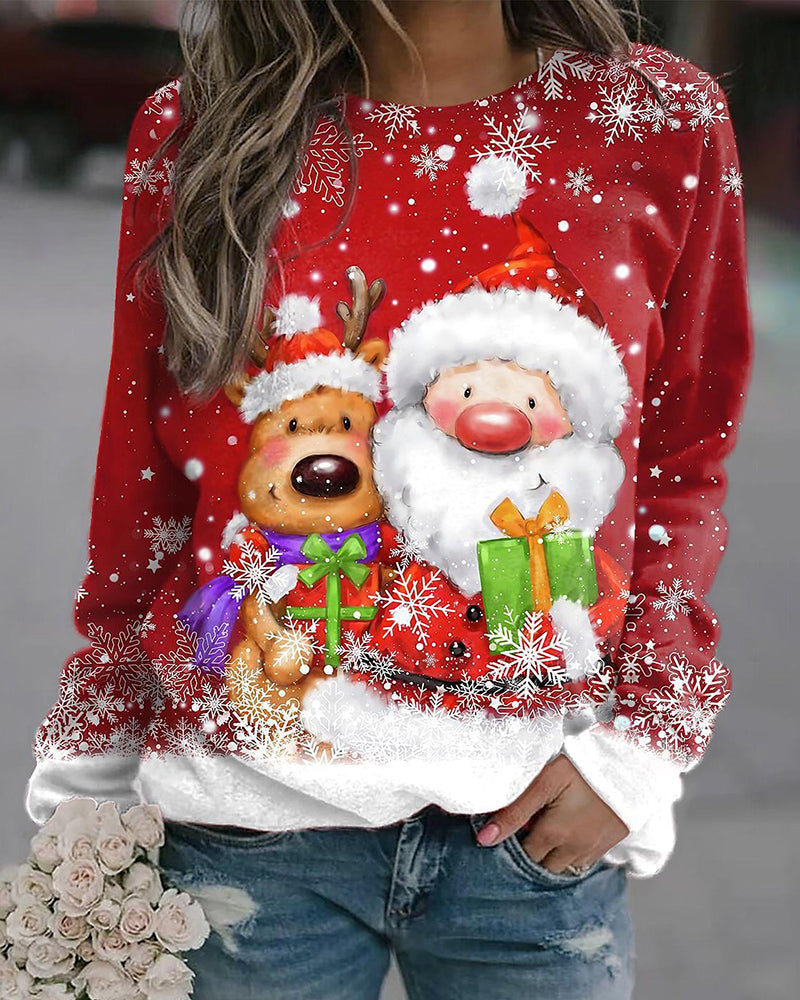 Christmas Oversized Long Sleeve Sweatershirts Tops