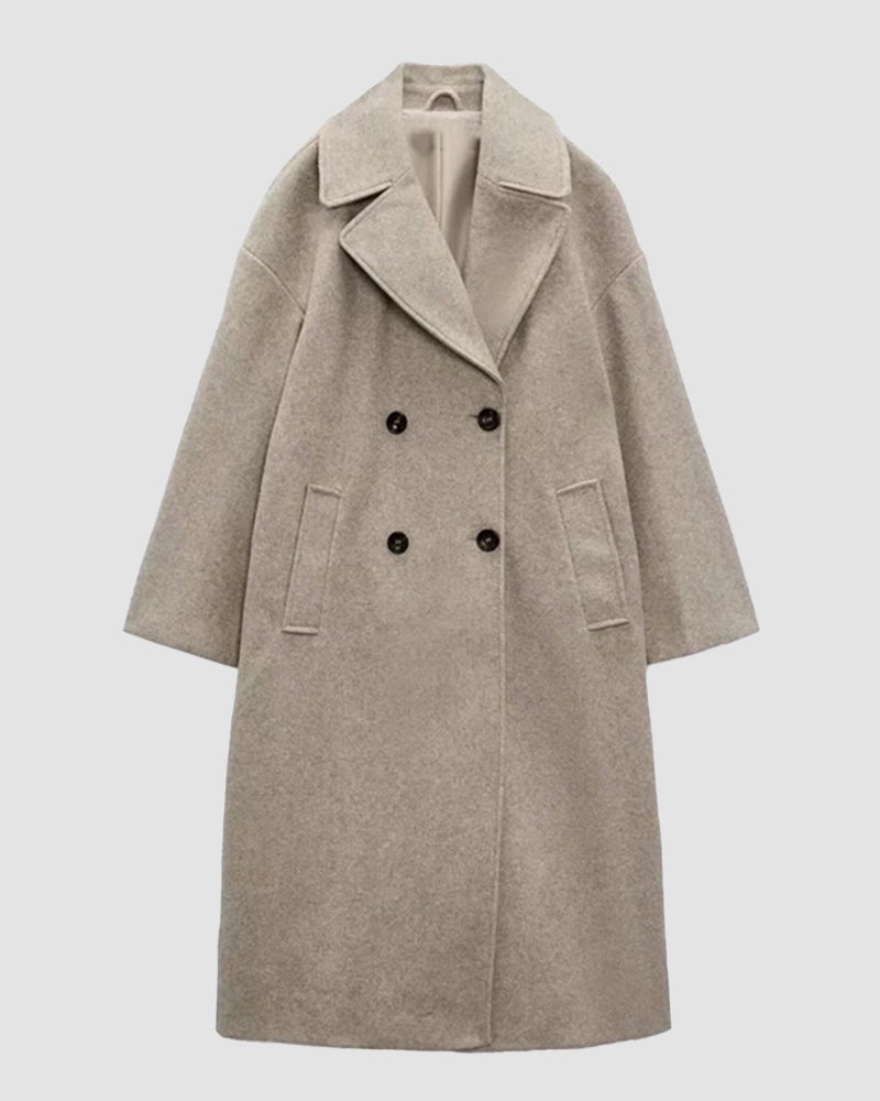 Lapel Loose Double-breasted Long Coat Coat