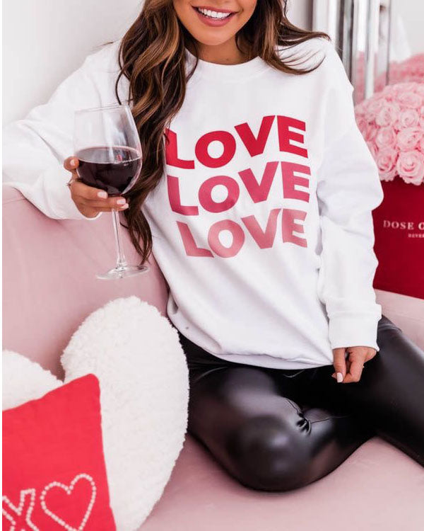 Valentine's Day Heart Crewneck Sweatshirt for Women Cute Shirts Long sleeve