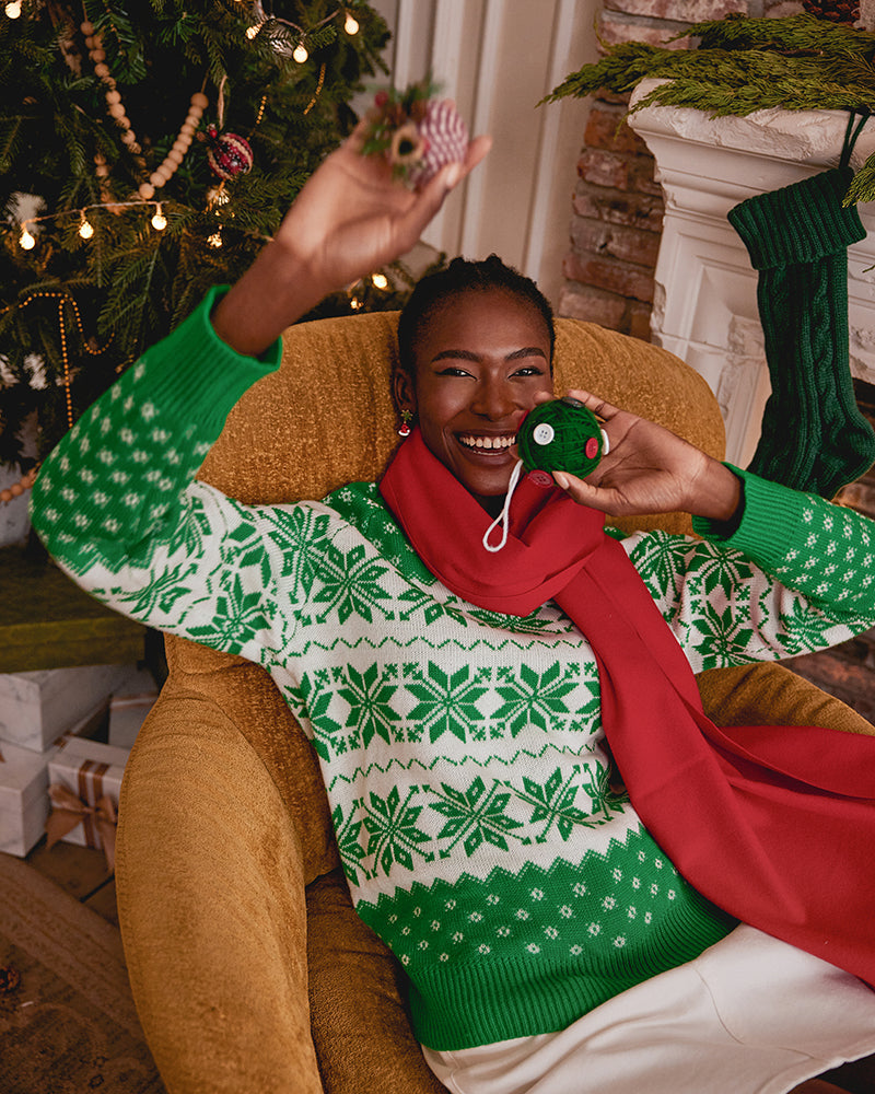 Christmas Snowflake Print Knit Sweater