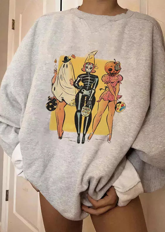 Pumpkin Skeleton Ghost Sweatshirt