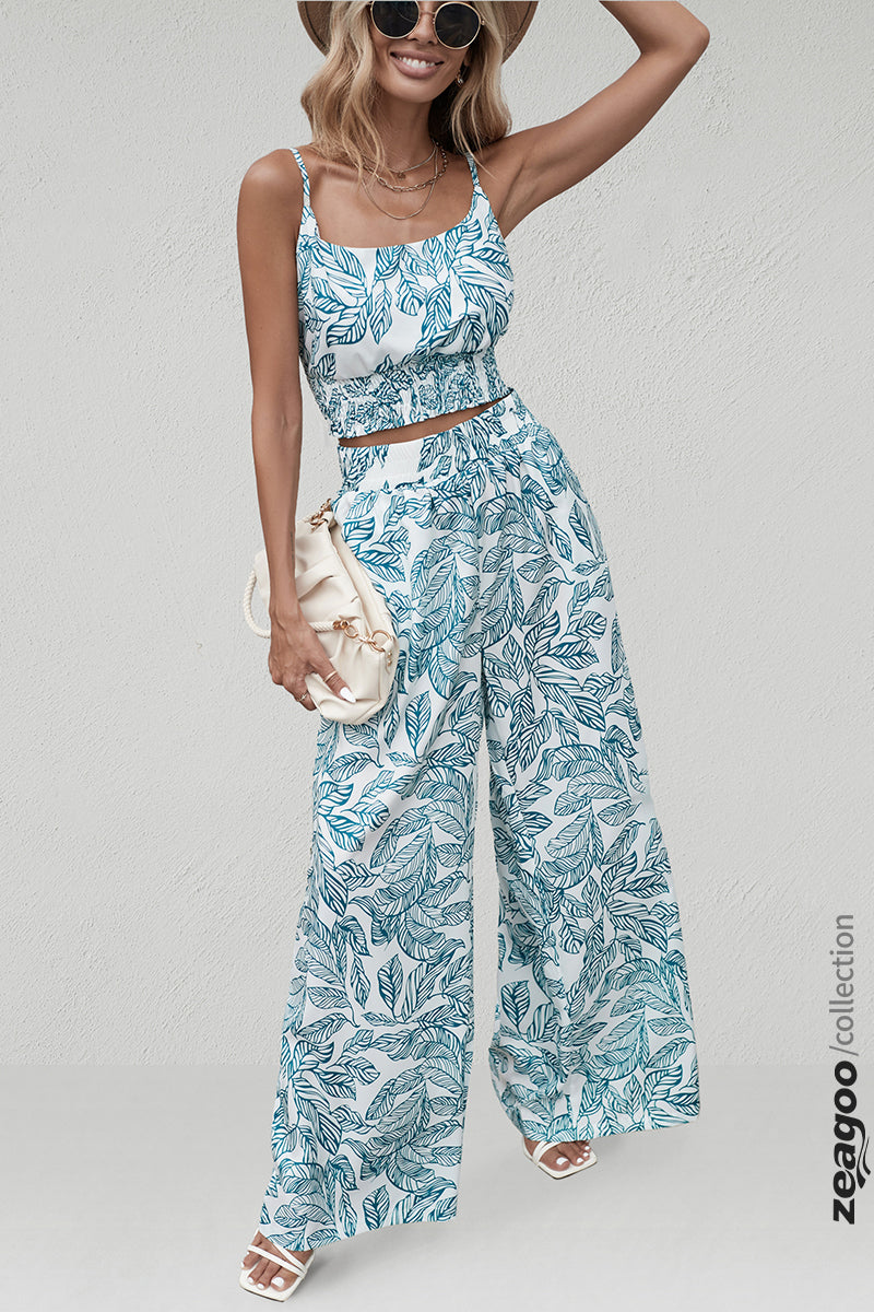 Printed Two Piece Vest Tops & Pants Sets