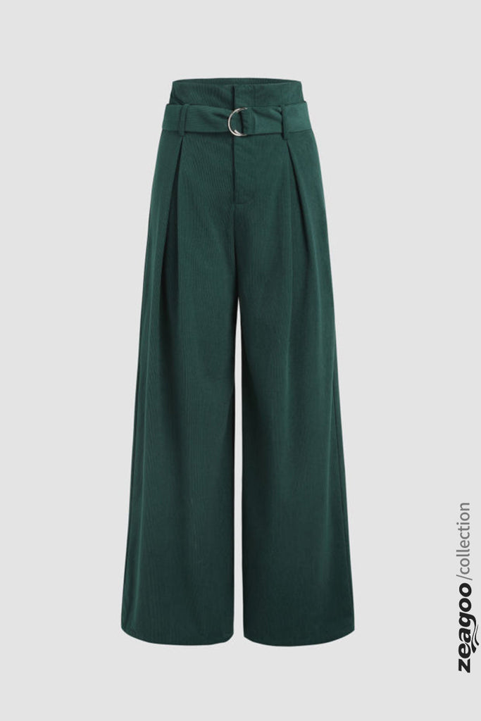 Wide Leg Trousers With Belt