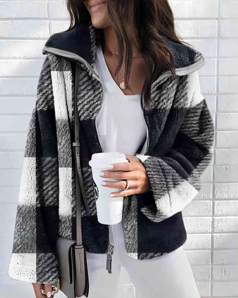Fall/Winter Double-sided Plush Plaid Coat