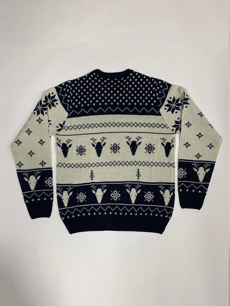Round-necked Christmas Print Knitted Sweater