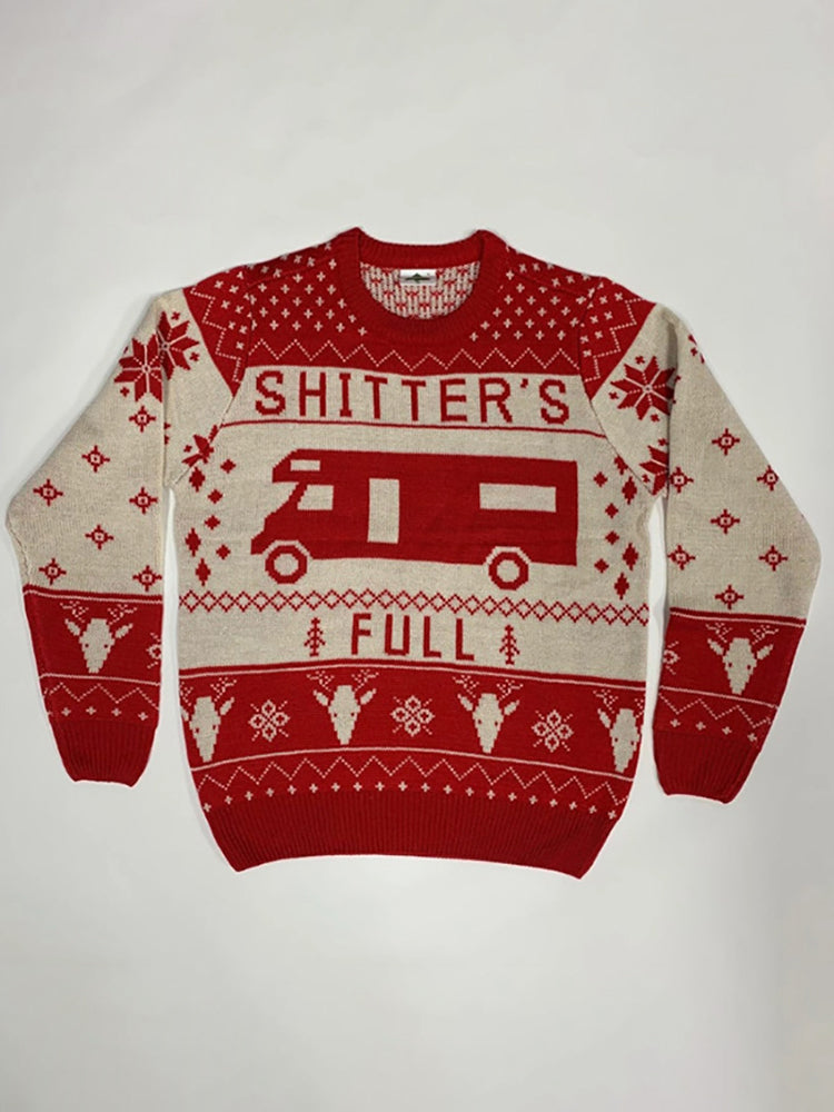 Round-necked Christmas Print Knitted Sweater