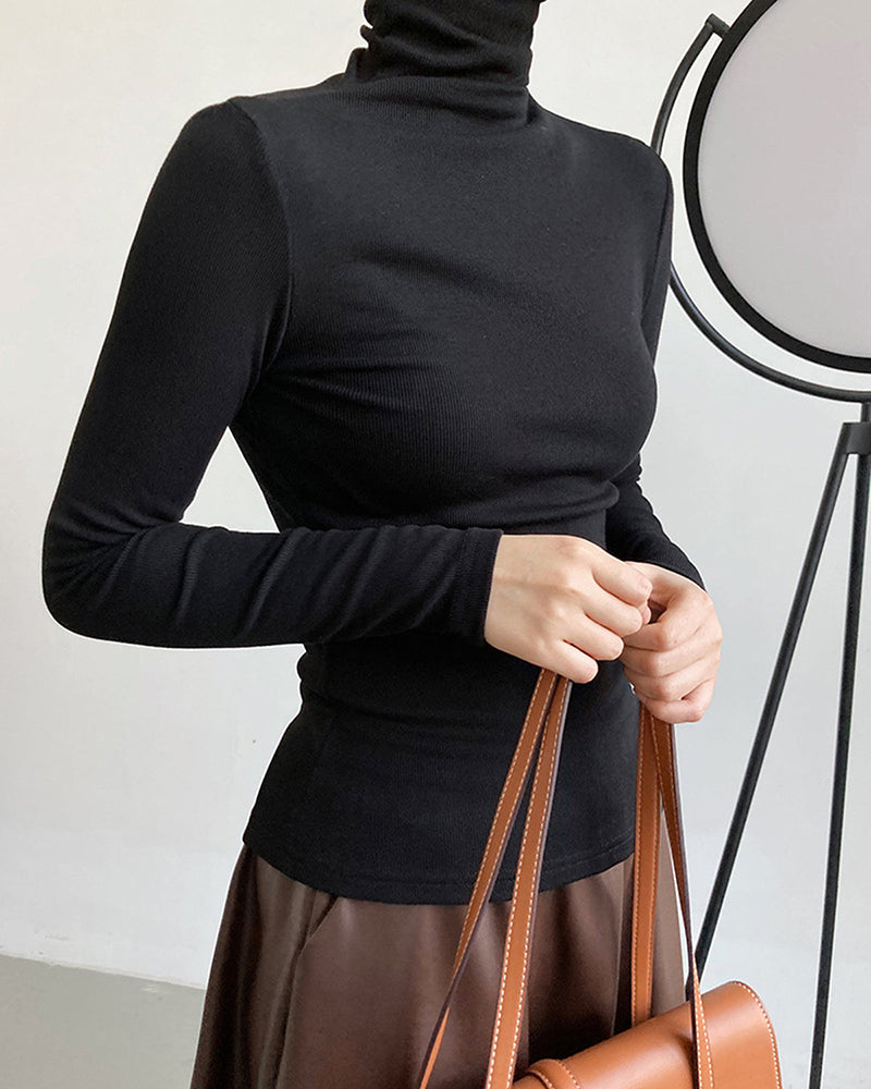 Fleece Thickened Turtleneck Long Sleeve T-shirt