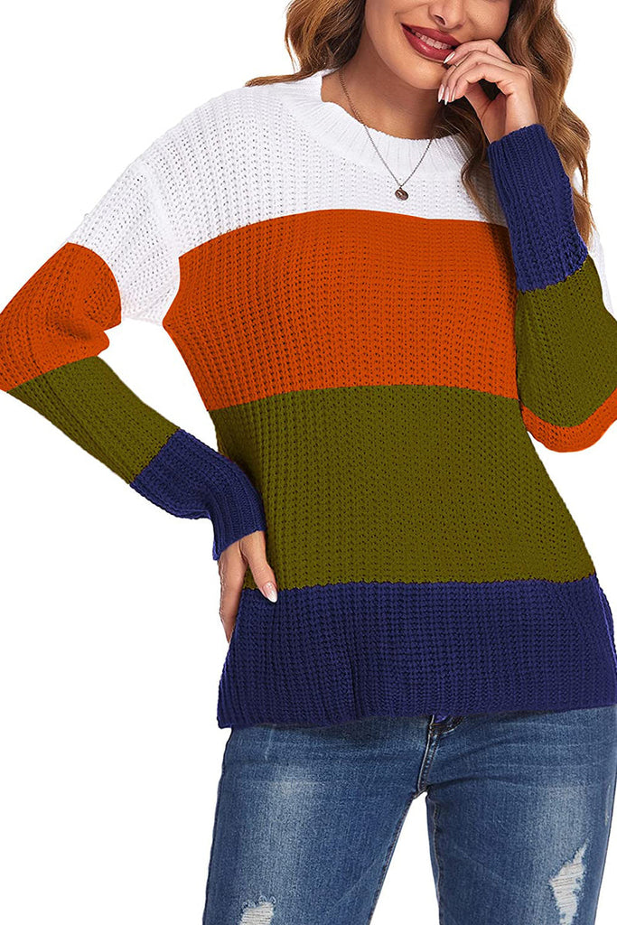 Zeagoo Casual Color Block Knit Sweater
