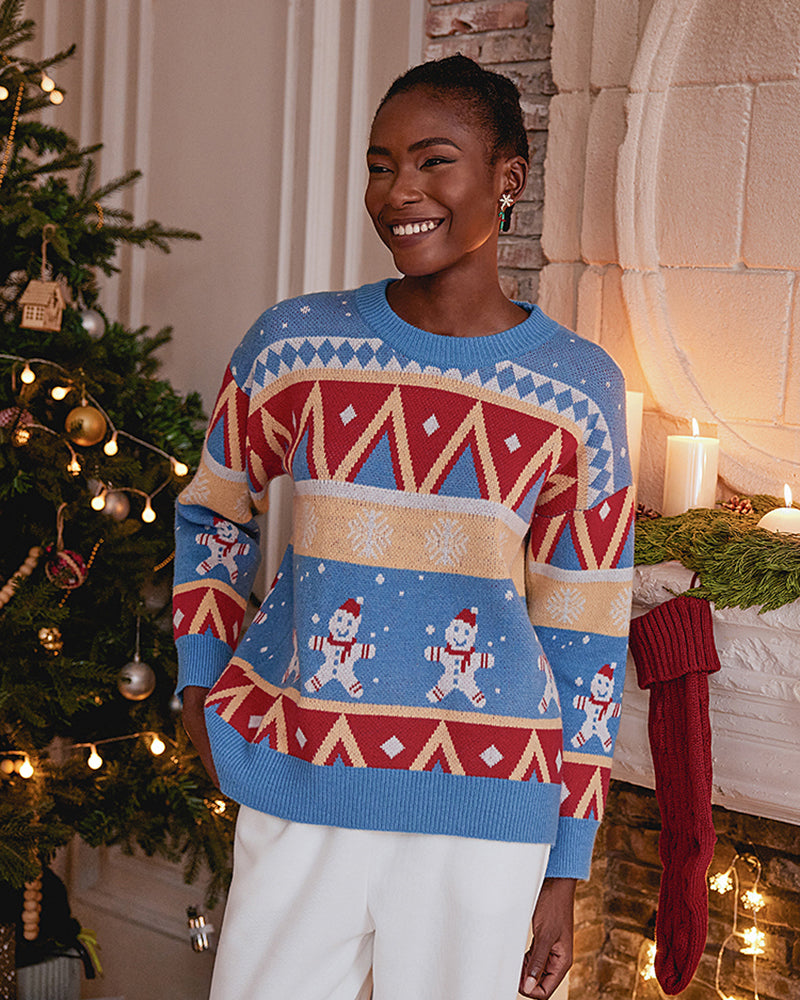 Christmas Snowman Dropped Shoulder Sweater