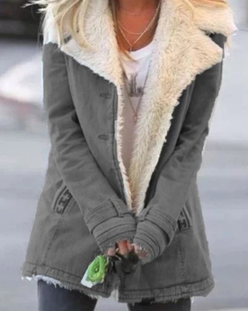 Button Down Fleece Jacket Coat Outerwear