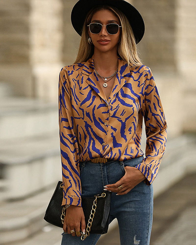 Stripe Button Front Blouse