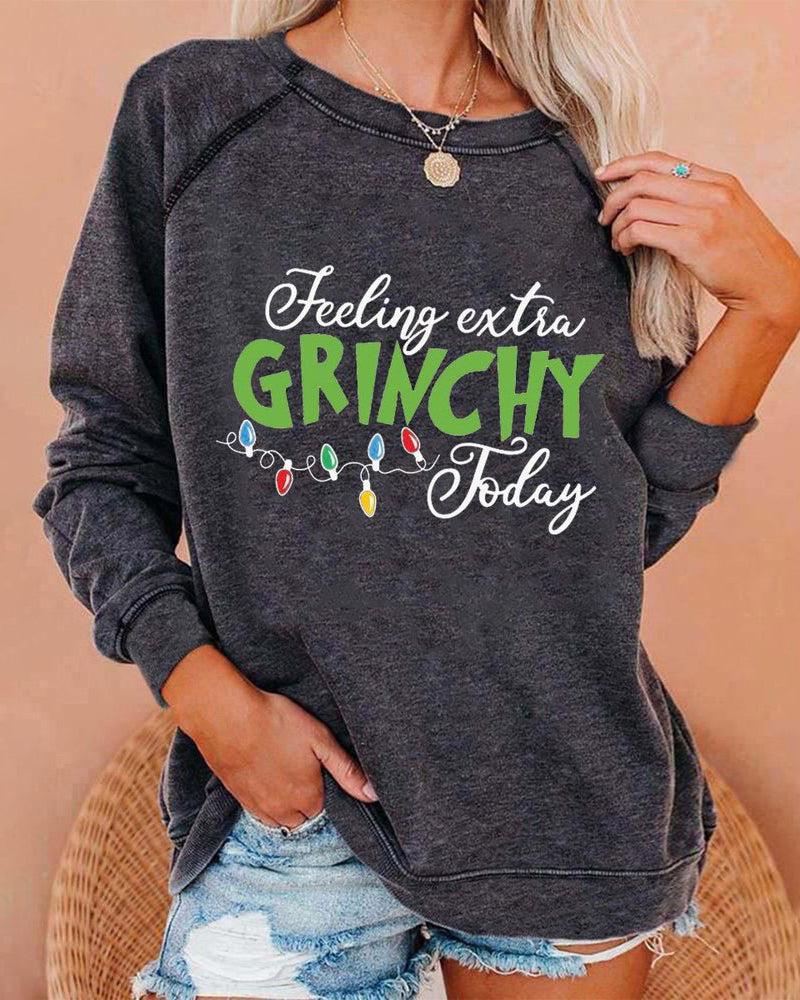 Christmas Letter Print Round Neck Sweatshirts