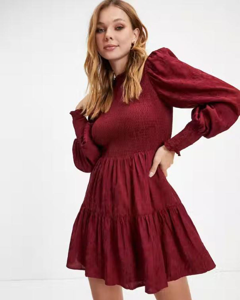 Ruffled Lantern Sleeve Trend Dress