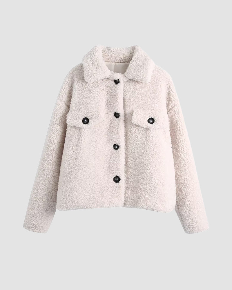 Imitation Lamb Wool Lapel Warm Jacket