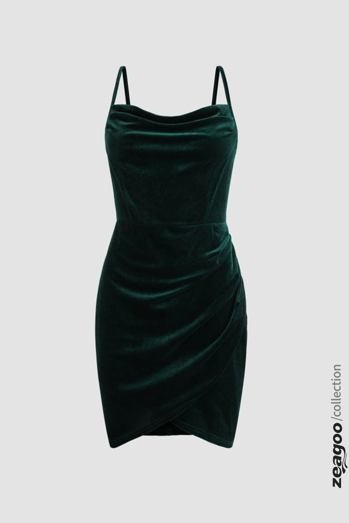 Solid Color Velvet Mini Dress