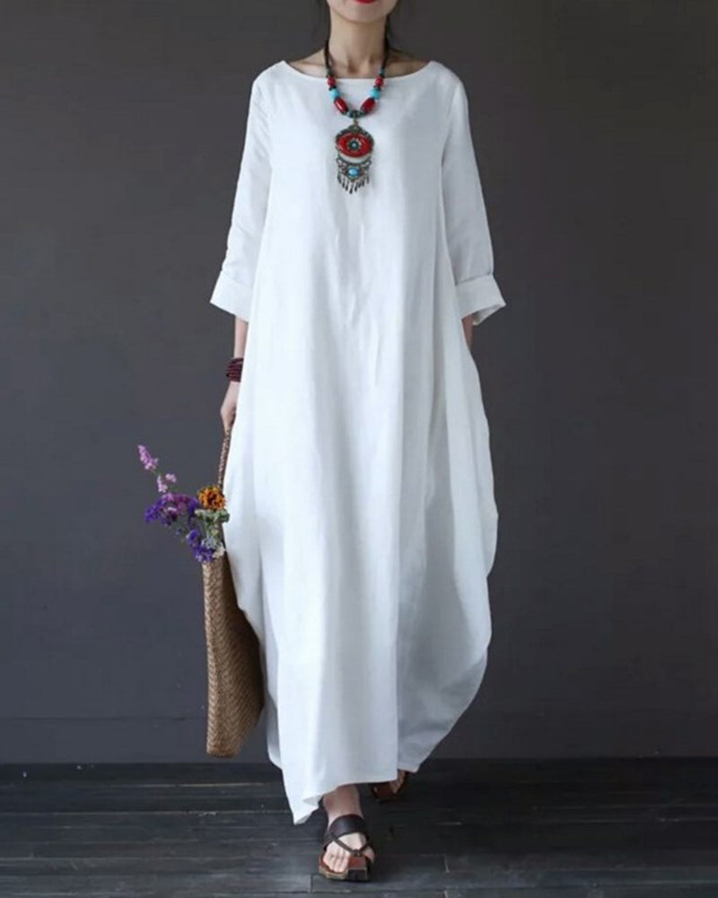 Crew Neck Loose Baggy Long Maxi Dress