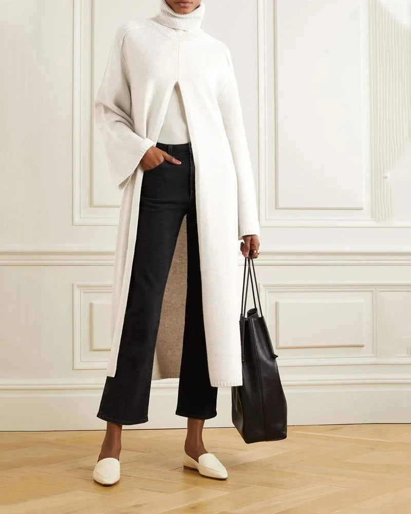 Chic Loose Long Split Turtleneck Top