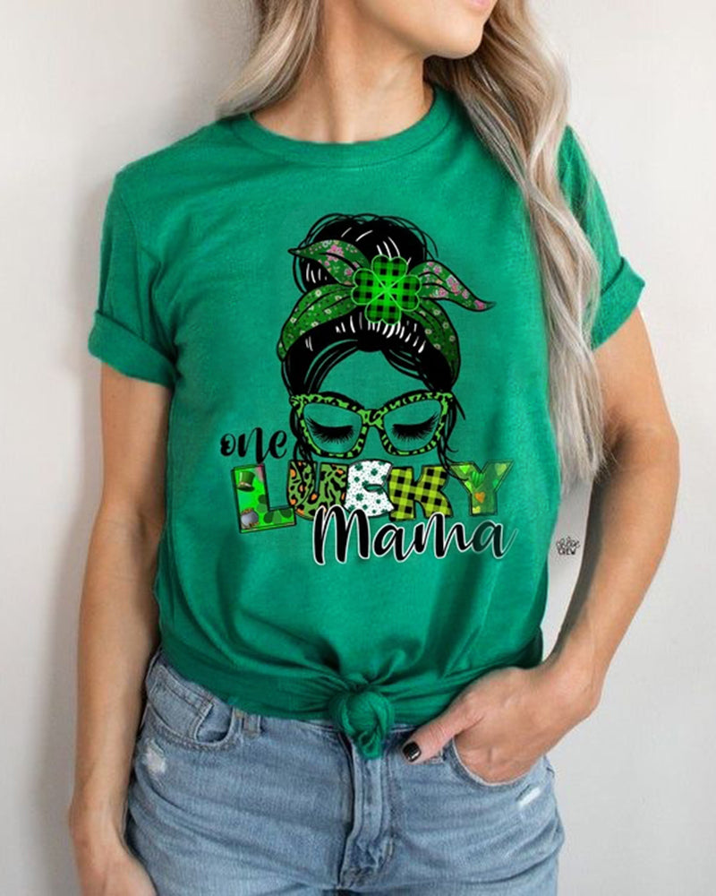 Crewneck Short Sleeve Tees Girl Print T Shirts
