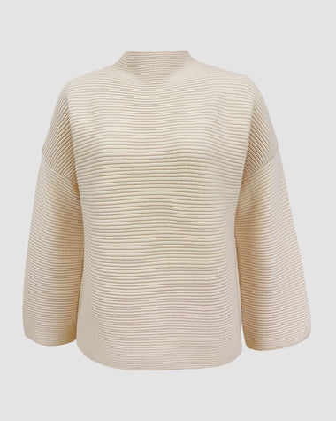 Crewneck Knitted Sweater Solid Color Batwing Long Sleeve Pullover Jumper Top