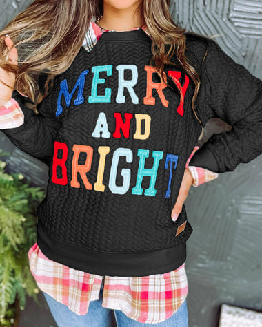 Merry And Bright Cable Knit Pullover Sweatshirt