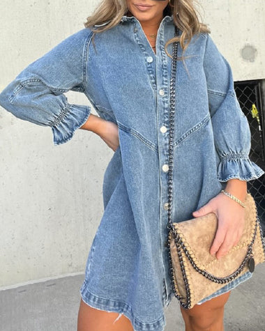 Zeagoo Women's Denim Shirt Dress 3/4 Long Sleeve Button Down Babydoll ZEAGOO Zeagoo Women's Denim Shirt Dress 3/4 Long Sleeve Button Down Babydoll ZEAGOO