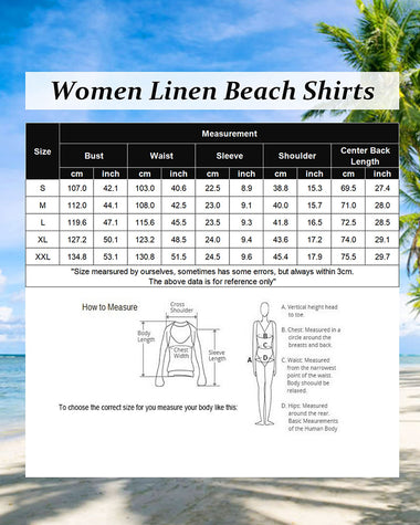 Women Casual Linen Shirts Henley Short Sleeve Blouses Lightweight Loose Top - Zeagoo (Us Only)