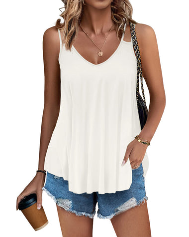 Women Flowy Tank Tops Casual Summer Tops Sexy Tank Tops Spaghetti Strap V Neck Sleeveless Tunic Camisoles - Zeagoo (Us Only)